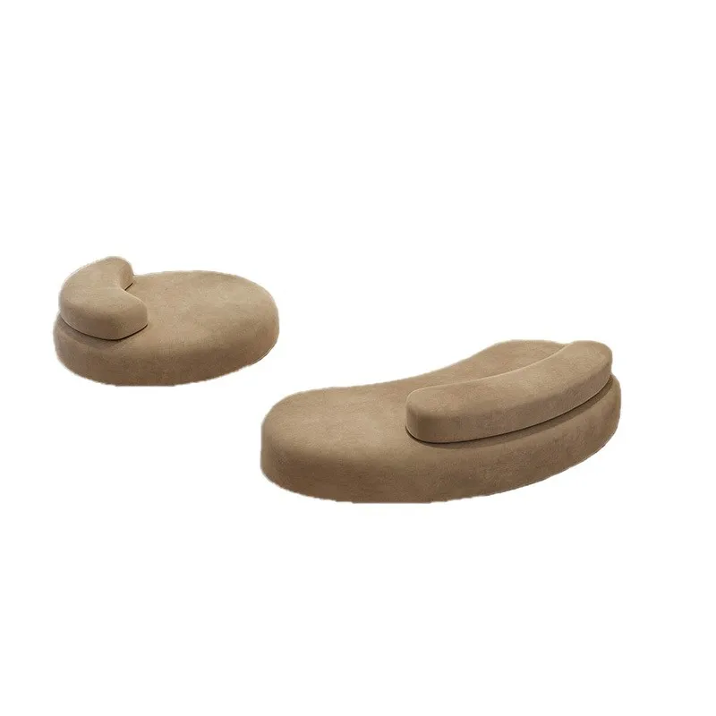 

Скандинавский, кремовый, тканевый, изогнутый, диван, минималистский, ваби-саби, круглый