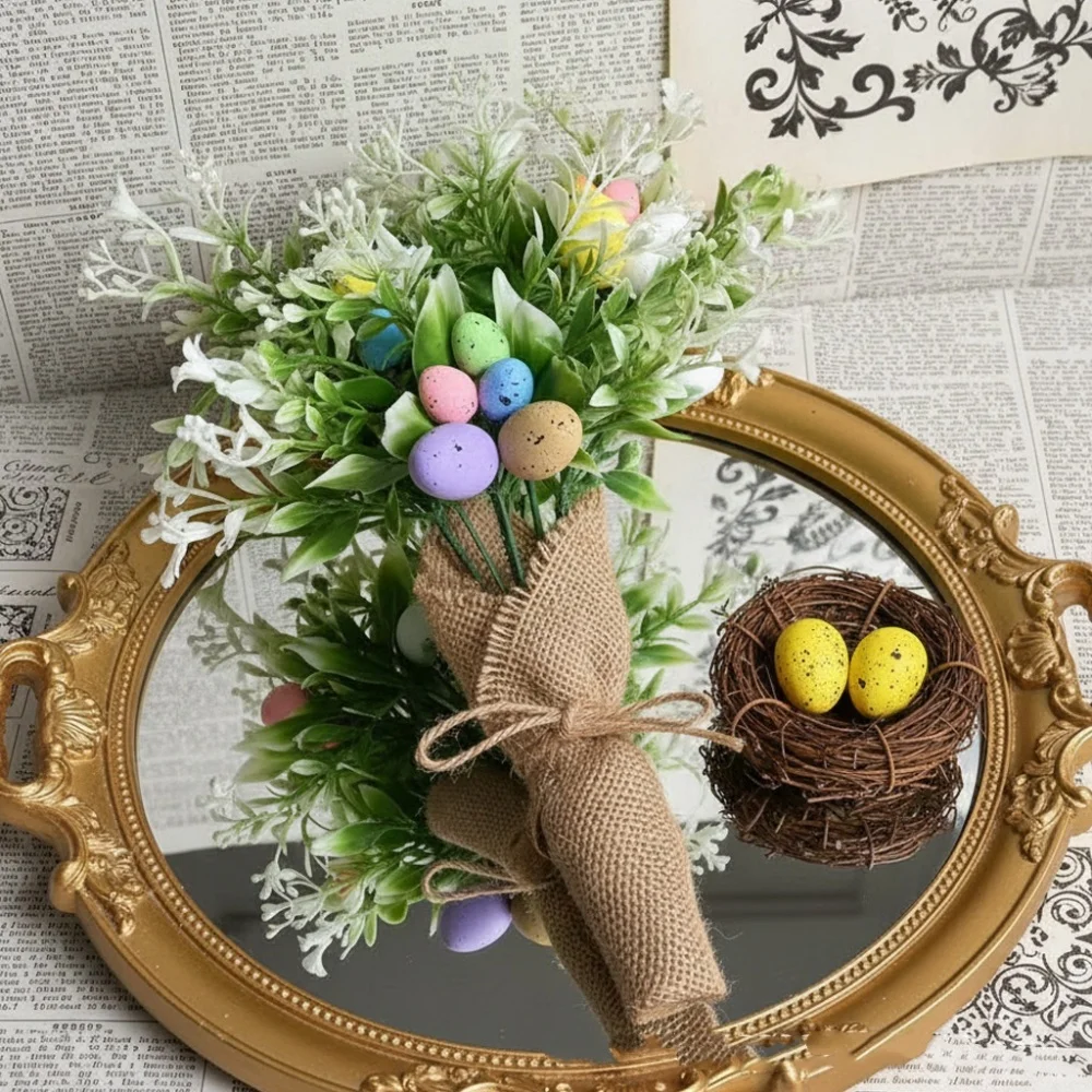 Easter Egg Branch Decoration Spring-Themed Home Party Decoration Spring Floral Arrangement  Artificial Flower Bouquet