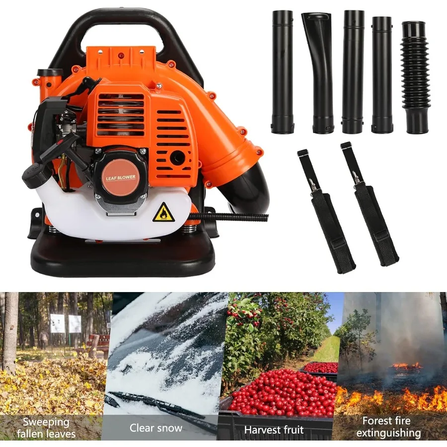 حقيبة الظهر تعمل بالغاز منفاخ أوراق الشجر 52CC 550CFM 2-السكتة الدماغية العشب منفاخ تبريد الهواء البنزين على ظهره منفاخ العشب مع شركة الهواء