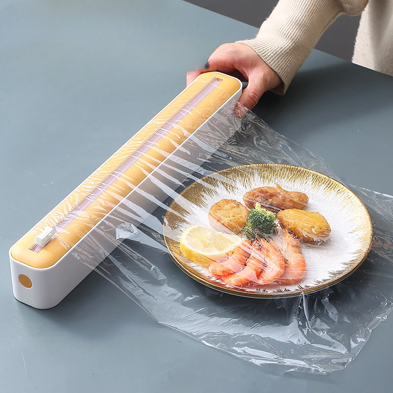 Cling Film Cutting Box Wall-mounted Food Plastic Wrap Suction Cup Plastic Wrap Cutter Kitchen Food Preservation Accessories Home