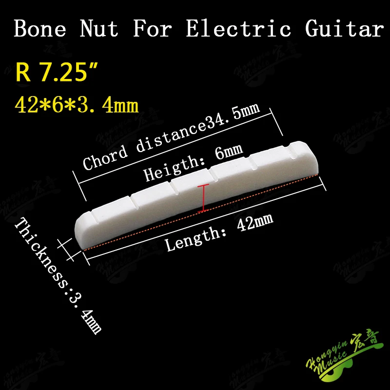 Echter geschlitzter Knochensattel für E-Gitarre, oberes Saitenkissen (unterer flacher Sattel 42/43*3,4*6) HUATOOL – Detail 13