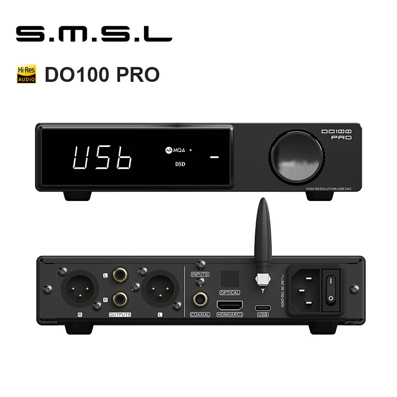 

SMSL DO100PRO HiRes Audio DAC ES9038Q2Mx2 Bluetooth 5 DSD512 32Bit 768KHZ OPA1612x4 Balanced Output Decoder With Remote Control