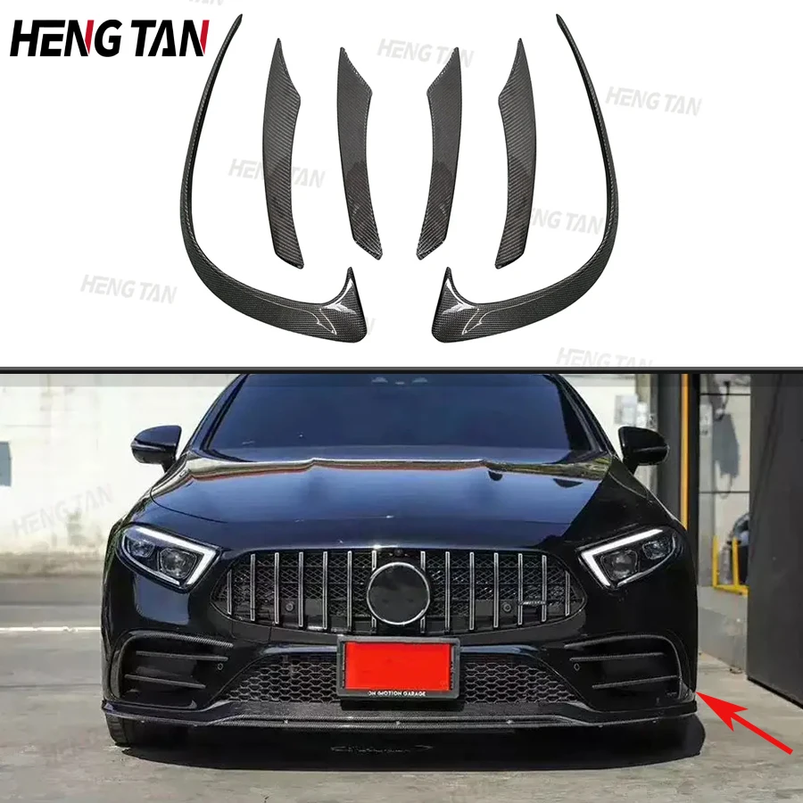 Carbon Fiber Wind knife For Mercedes Benz CLS Class W257 CLS53 350 2018+ Car Front Bumper Fins Body kit