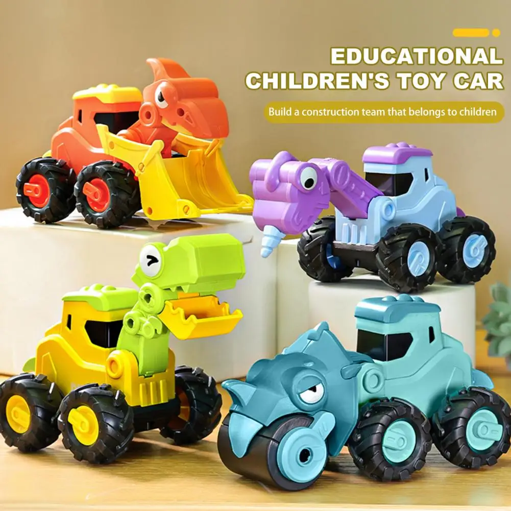 Coche de dinosaurio de juguete para niños, prensa Go, accionamiento inercial, extraíble, vehículo de construcción de dinosaurio, camión educativo, juguete para niños pequeños