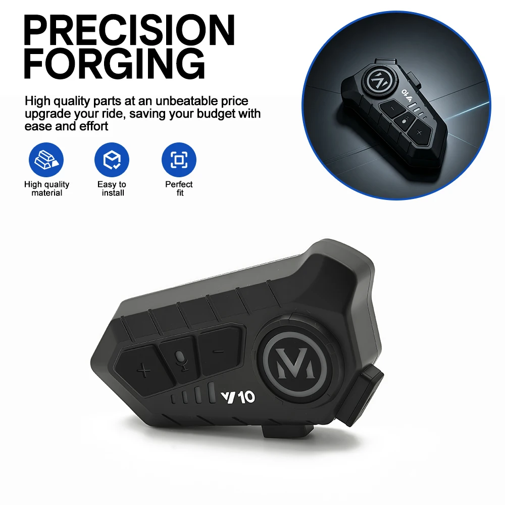 Y10 Motorcycle Intercom Headset Helmet Bluetooth 5.3 For 2 Riders Intercommunicator 300M Waterproof  CVC+DSP Motorbike Interphon