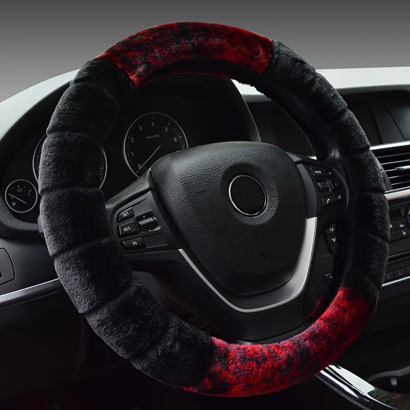 Winter Car Steering Wheel Cover Fluffy Universal For Cars Warmth Protection Non-Slip Grip Easy Installation Car Accessories
