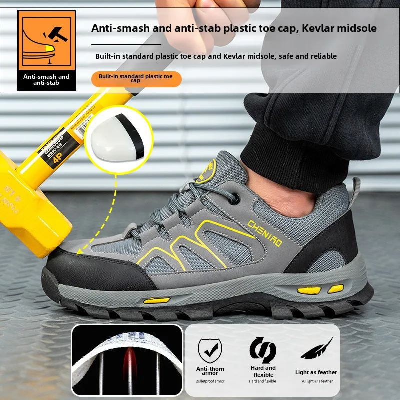 Labor Shoes Winter Male Anti-Smashing and Anti-Penetration Insulation New Safety Breathable-Border Wo