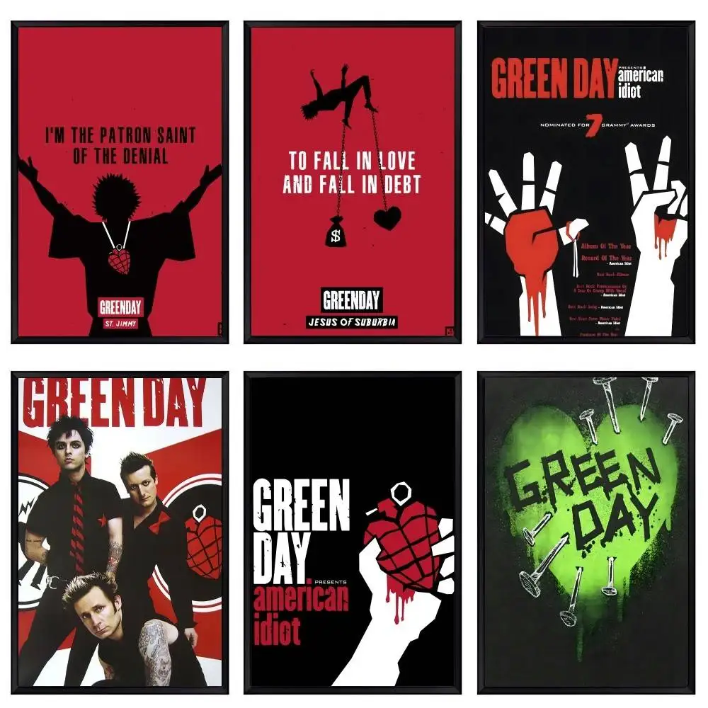 

Постер ROCK Green Day, постеры для гостиной, бара, кафе, качественный холст, винтажный стиль, комиксы, живопись, искусство, декор для дома, настенная картина