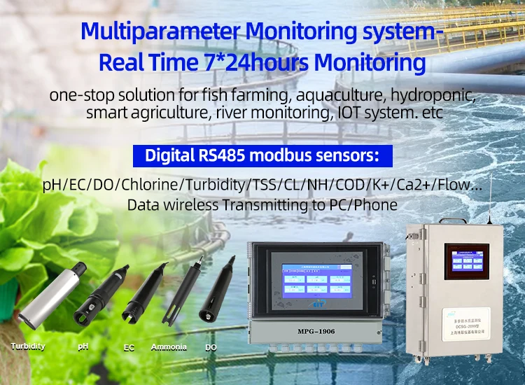 RAS system PH do tds cod bod NH4+ ec chlorine testing RS485 multi-parameter water analyzer