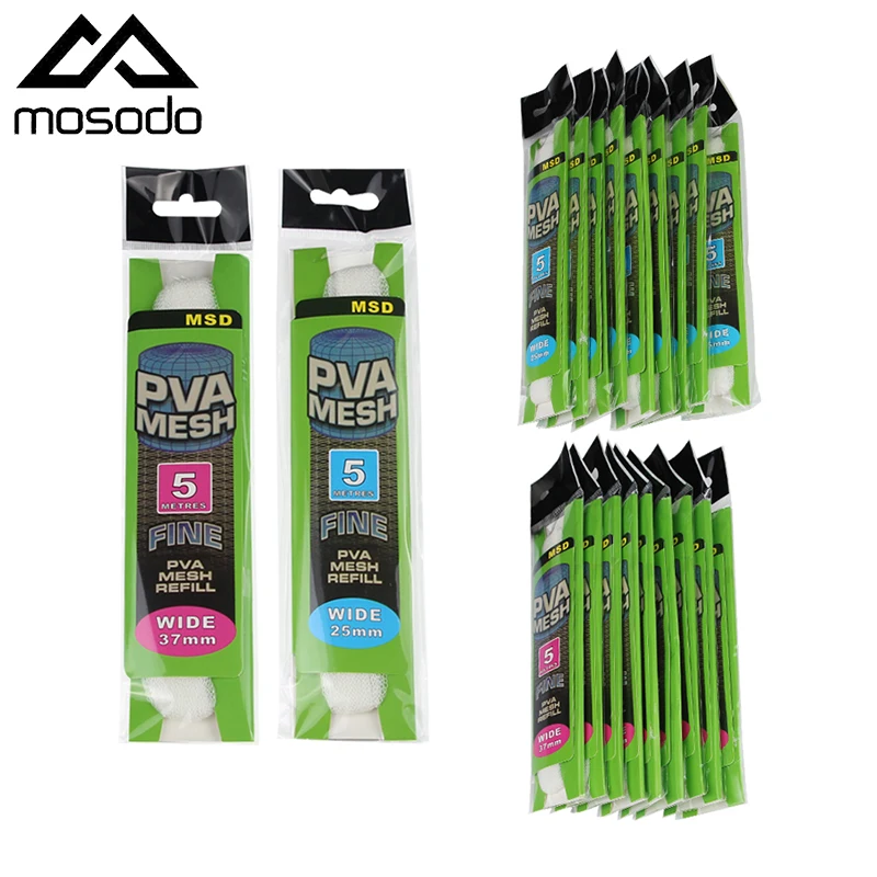 Mosodo 10Pcs PVA Mesh Water-soluble Fishing Nest Beater Carp Fishing Bead Feeder 5M Trap Bait net European Fishing Accessories