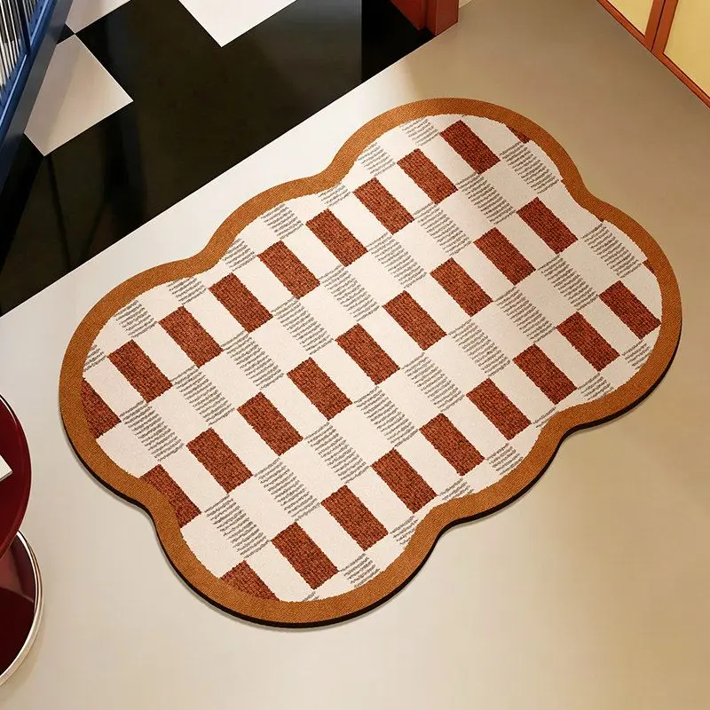 VIKAMA Wavy Cloud-Shaped Rectangular Doormat, Water-Absorbent Bathroom Doormat, Indoor and Outdoor Entryway Rug, Home Decor