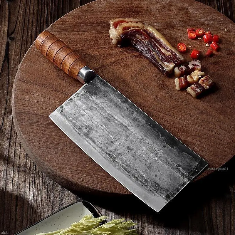 ​​Kitchen Knife Professional Chef Cleaver Knives Handmade Forge 40cr13 High Carbon Steel Wood Handle Meat Cutter Butcher Knife