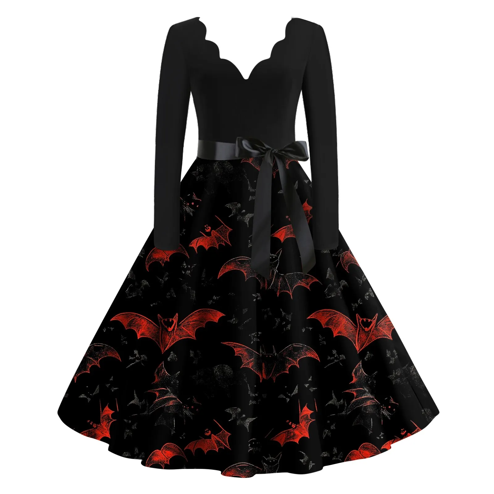 Moda casual feminina quente halloween impresso com decote em v vestido vintage vestidos mujer veranoa 2025 roupas femininas vestidos femininos