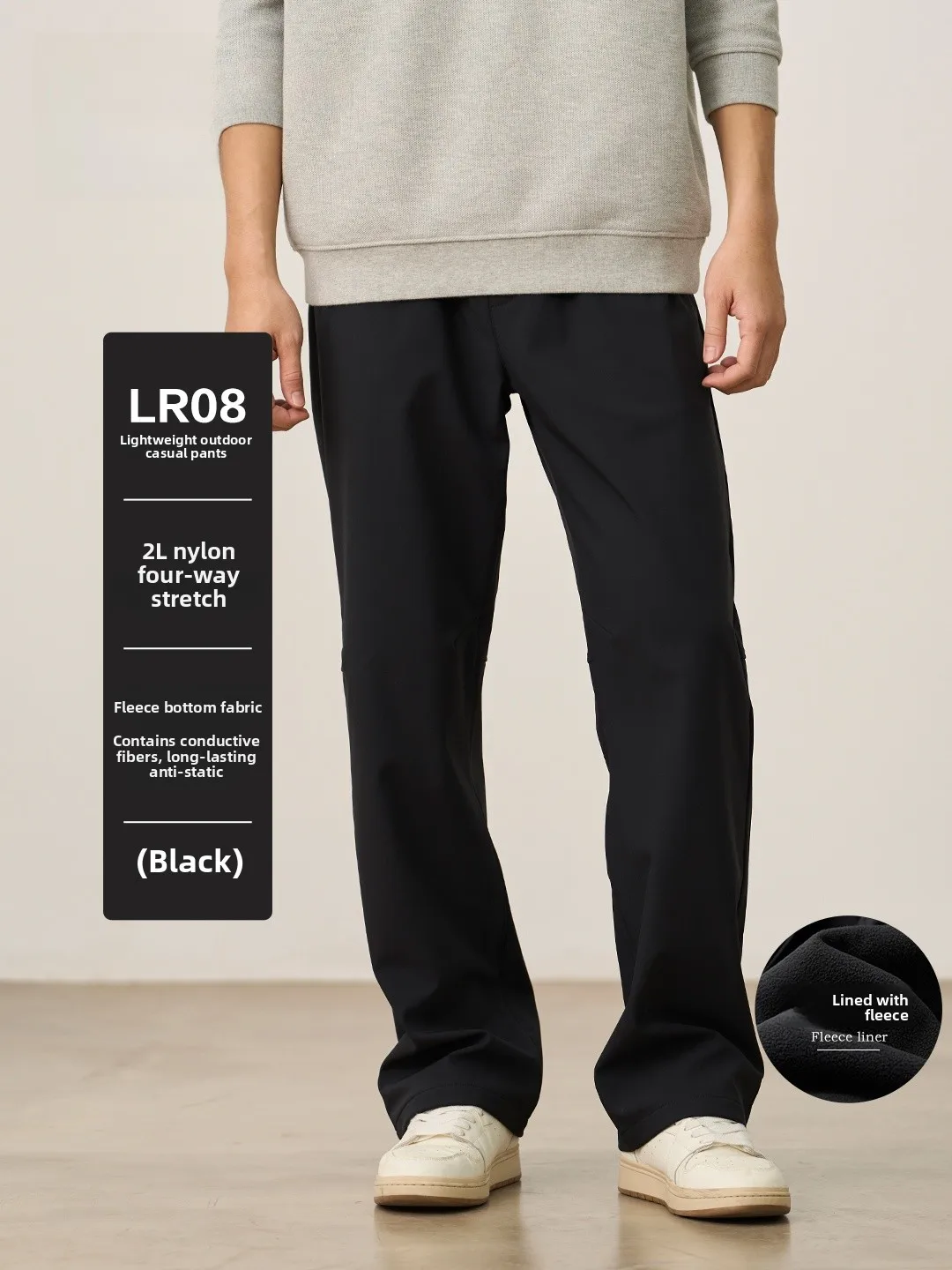 

SIMWOOD LR08 Fce Lined Casual Pants Nylon Lazy ell Wide Leg Pants mid Waist Elastic Closure Winter Comfortable Loose Fit