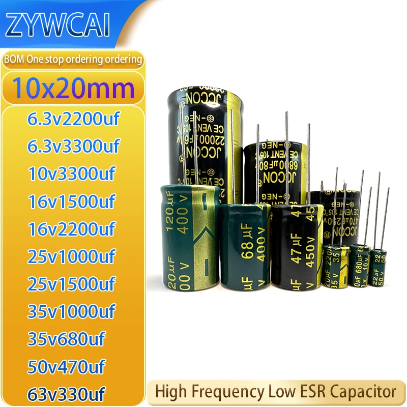10x20 6.3v2200uf 6.3v3300uf 10v3300uf 16v1500uf 16v2200uf 25v1000uf 25v1500uf 35v1000uf 35v680uf 50v470uf 63v330uf capacitor