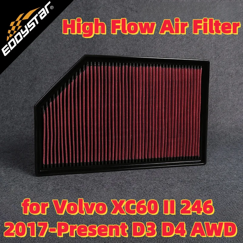 

Спортивный воздушный фильтр с высоким расходом для Volvo XC60 II 246 2017-настоящее время D3 D4 AWD Моющиеся гоночные впускные фильтры