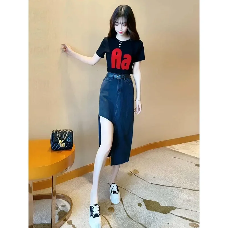 

High Waist with Pocket Jeans Skirts for Women Maxi Midi Zipper Woman Denim Skirt Blue Long Vintage Premium Casual Korean Fashion