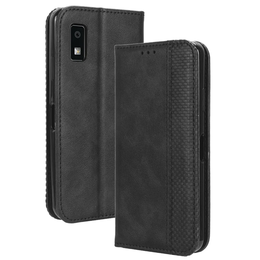 Flip Retro Style Leather Magnetic Closure Phone Cover For Sharp Aquos wish3 5.7 inch Card Slot Wallet Fall prevention Case