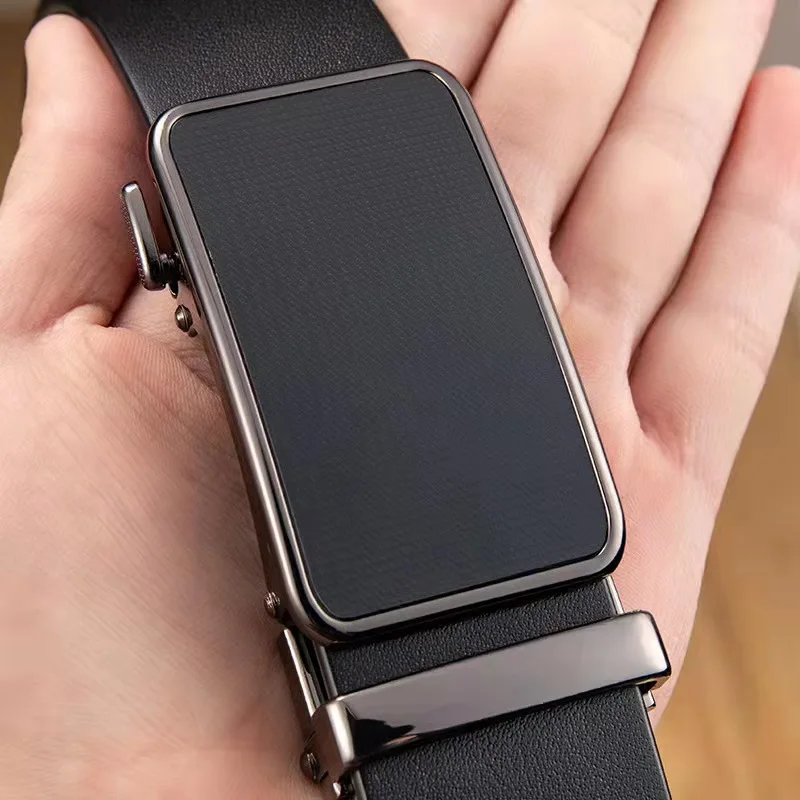 genuine-top-layer-cowhide-belt-automatic-buckle-casual-business-men's-belt-leather-waist-belt-for-youth-middle-aged-and-elderly