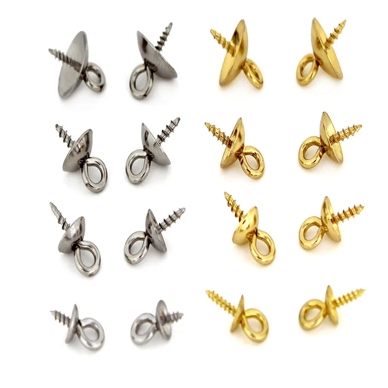 20Pcs Stainless Steel Clasps Hook Screw Eye Pins Bail Pegs Half Drilled Beads Charms Connectors for DIY Necklace Jewelry Making