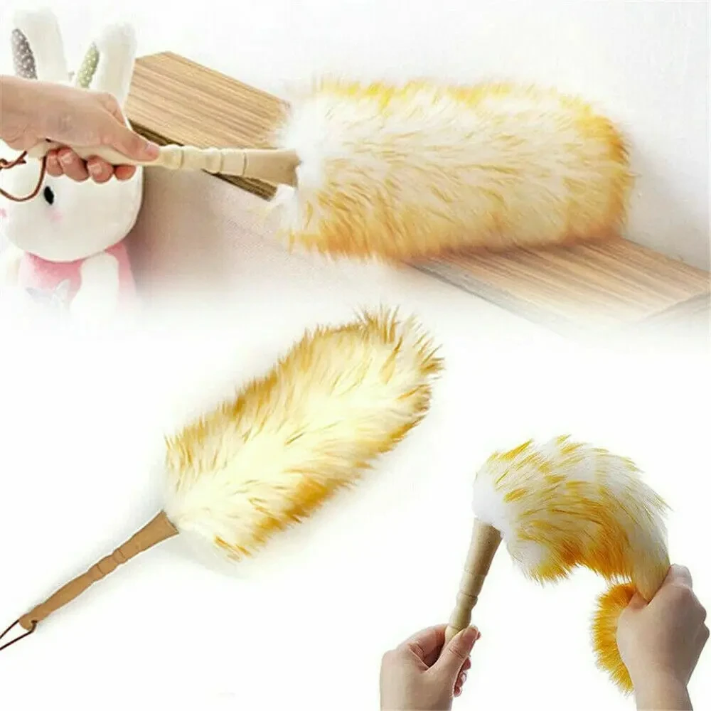 Household Wool Lambswool Feather Brush Duster Dust Cleaning Sofa Car Dust Floor Gap Bendable Brush Home Household Tools