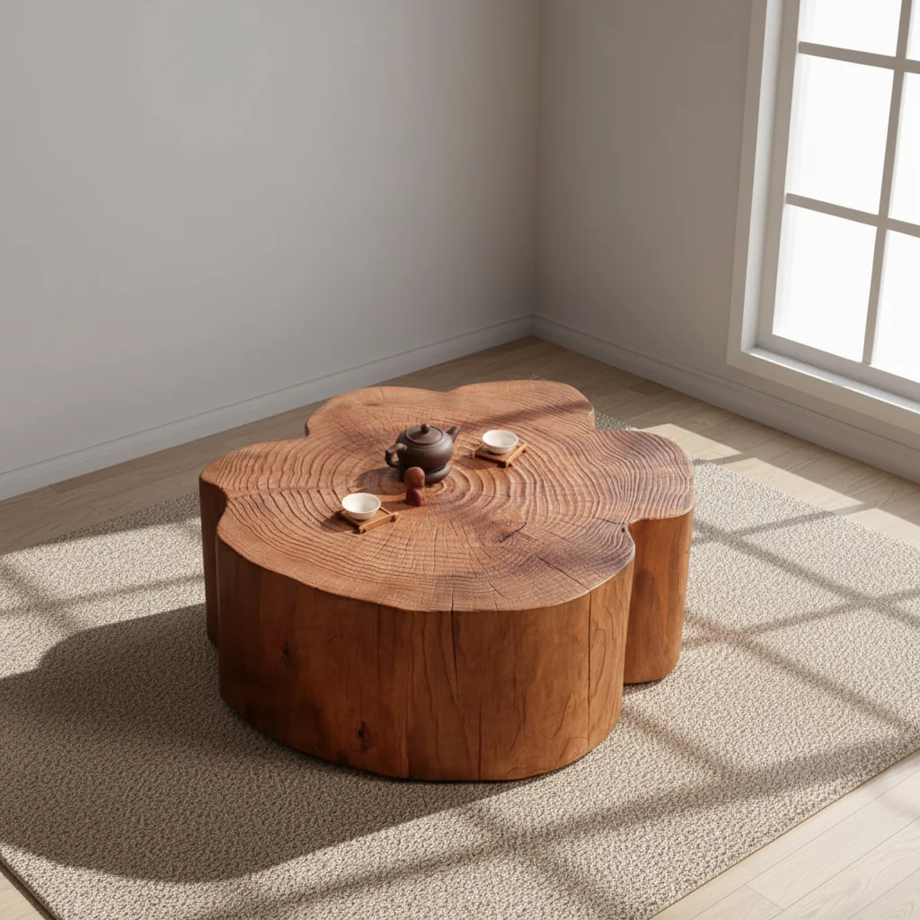 Medieval solid wood eco-friendly coffee table natural edge irregular shape living room furniture