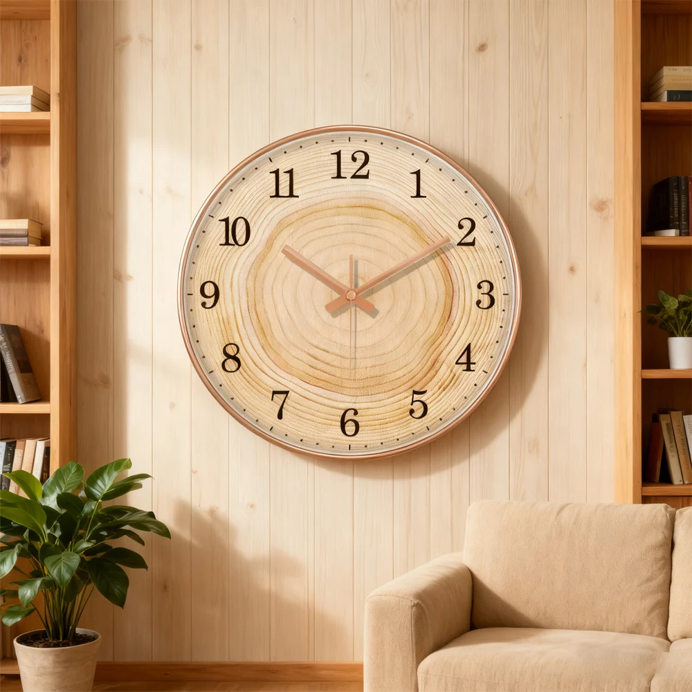 

Imitation Wood Grain Wall Clock Living Room Clock Simple Nordic Fashion Home Decoration Modern Creative Personality Quartz Clock