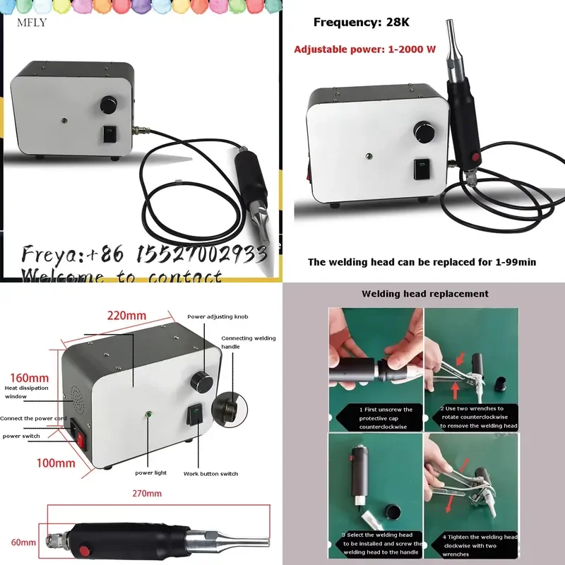 Handheld Ultrasonic Spot Welding Machine Portable Plastic Spot Welder Fabric Plastic Welding Machine 220V 2000W 28KHz