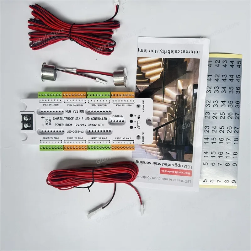 Two-wire Induction Water Flow Following for Step Lights, Fully Lit 12V and 24V Universal Anti-short-circuit Staircase Controller