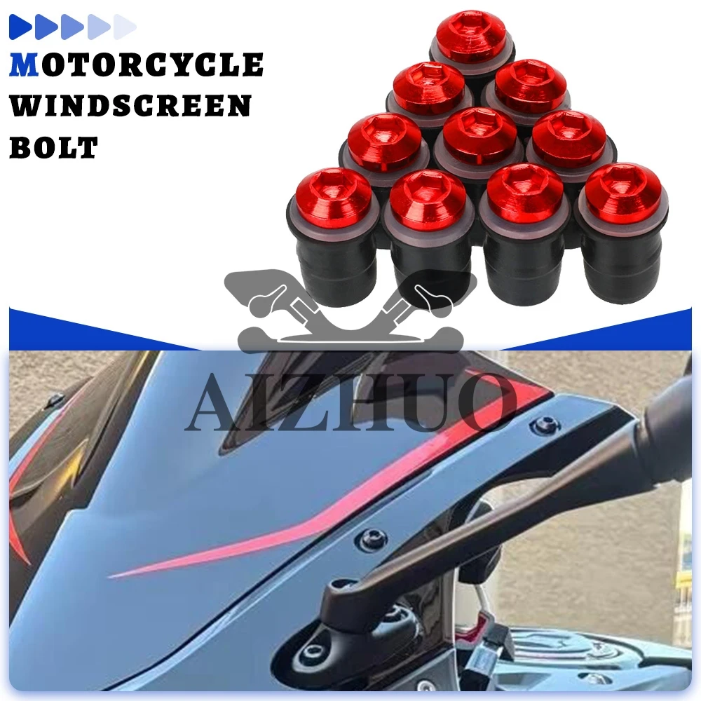 

5mm 10PCS For Suzuki GSXR GSX-R 600 750 1000 K1 K2 K3 K4 K5 K6 K7 K8 K9 K11 Motorcycle Windscreen Windshield Bolts Screws Nuts