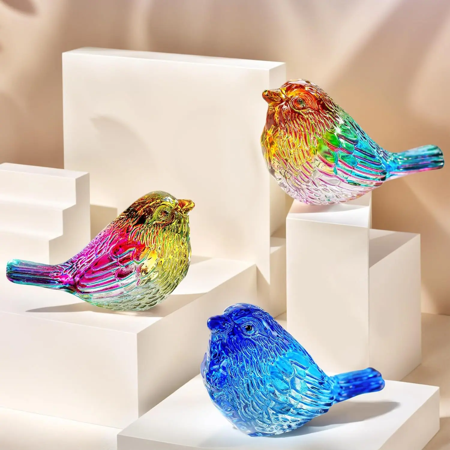 Kreative bunte Kristall-Vogel-Ornamente, Kunsthandwerk, einzigartige Glücksvogel-Figur, nordische Vogel-Statue, Kunsthandwerk, Garten-Ornament – Detail 2