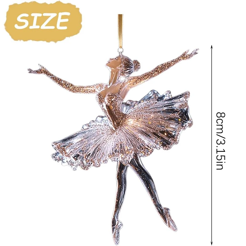 Sparkling Acrylic Crystal Ballerina Christmas Ornaments, Snowflake Atmosphere Pendant Pendant for Christmas Tree Decoration