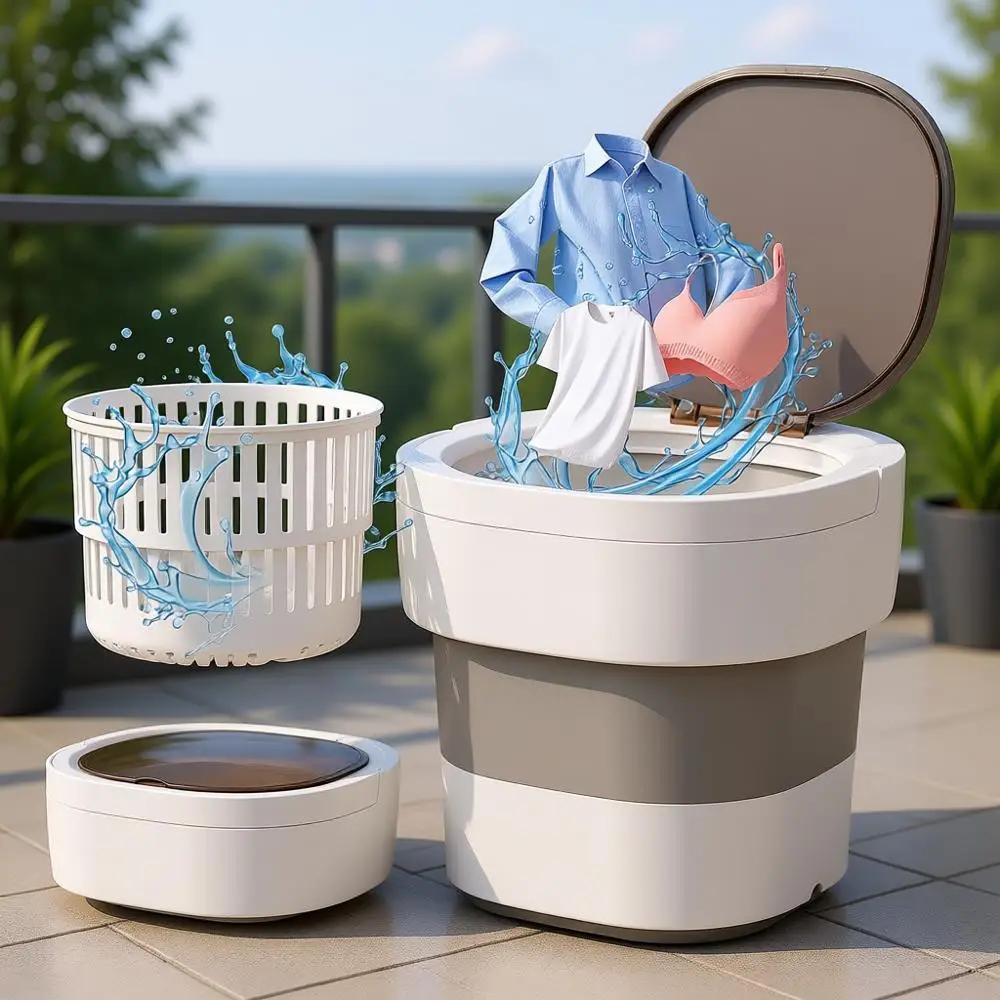 

Модернизированная портативная мини-стиральная машина на 12 л с мощной очисткой и низким уровнем шума | Идеально подходит для дома, детской одежды, путешествий, поездок.