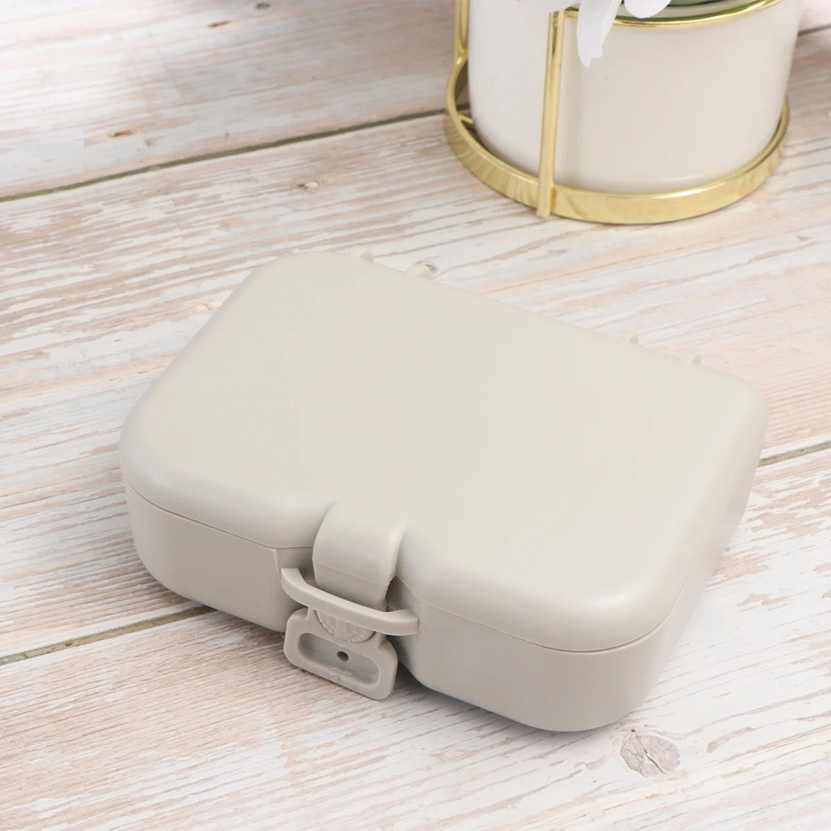 

1Pcs Premium Denture Compact False Teeth Storage Container with Mirror Brush for Travel Camping Cleaning