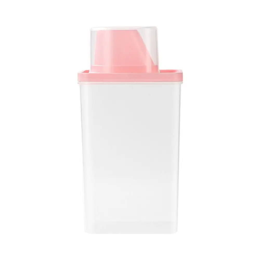 Transparent Laundry Detergent Container with Measuring Cup Sealed Washing Powder Storage Box Moisture-proof