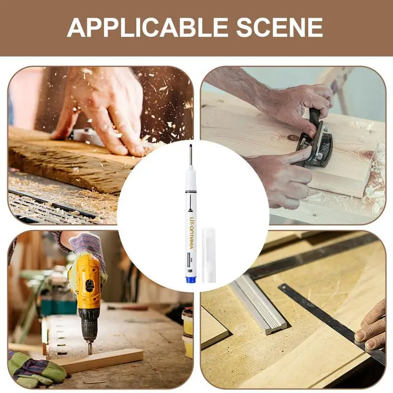 Deep Reach Markers Long Deep Reach Nib Pens Portable Deep Hole Construction Pencil For Metal Processing Glass Automobile