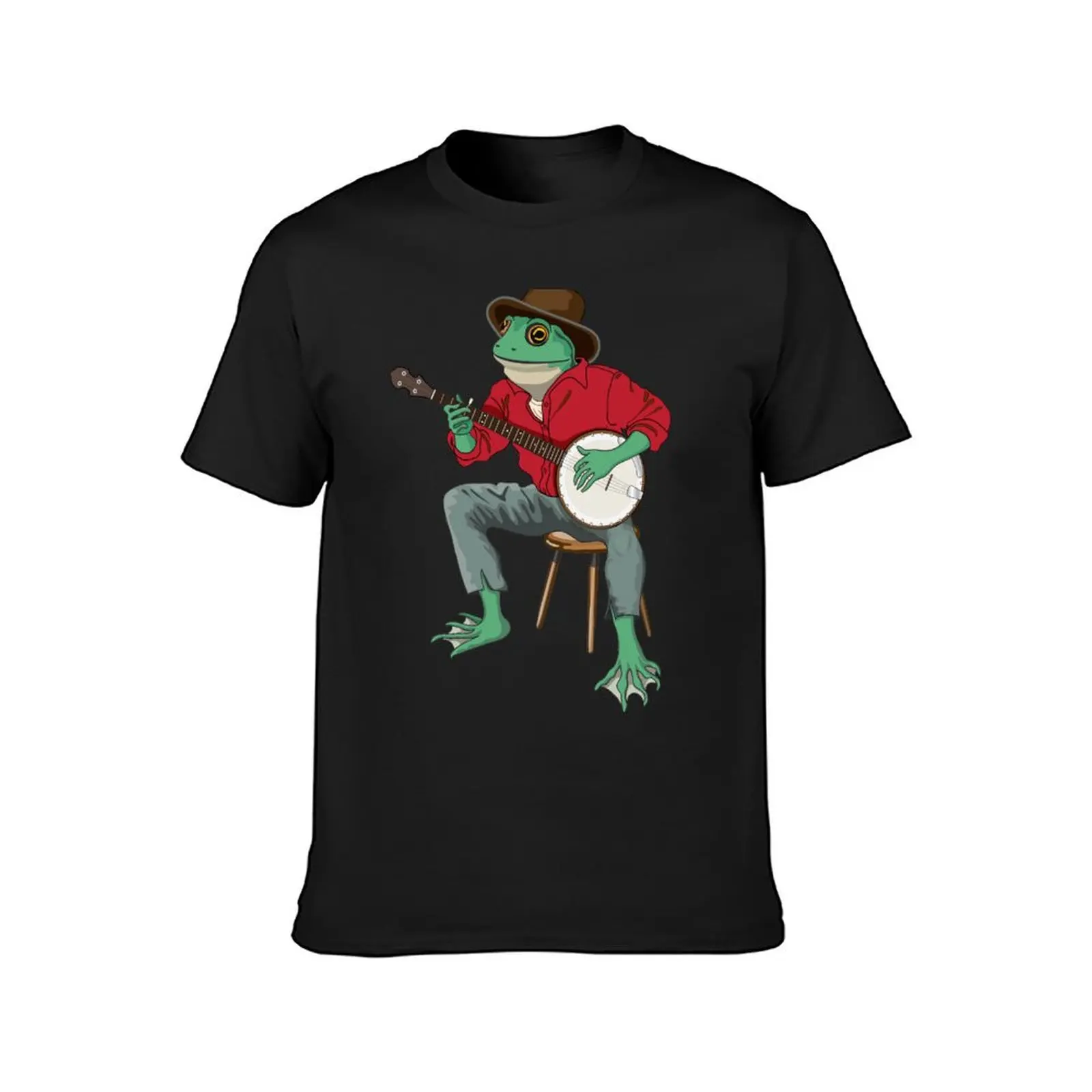 Banjo Playing Frog T-Shirt summer top Aesthetic clothing Short sleeve tee aesthetic clothes funny t shirts for men