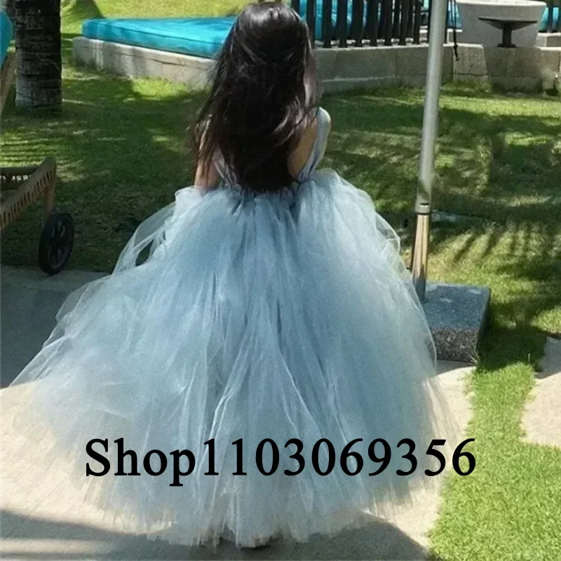 Custom Made Flower Girl Dress Tulle Piano Performance Princess Baby Girl Prom Dress for Wedding Birthday Party Evening Gown