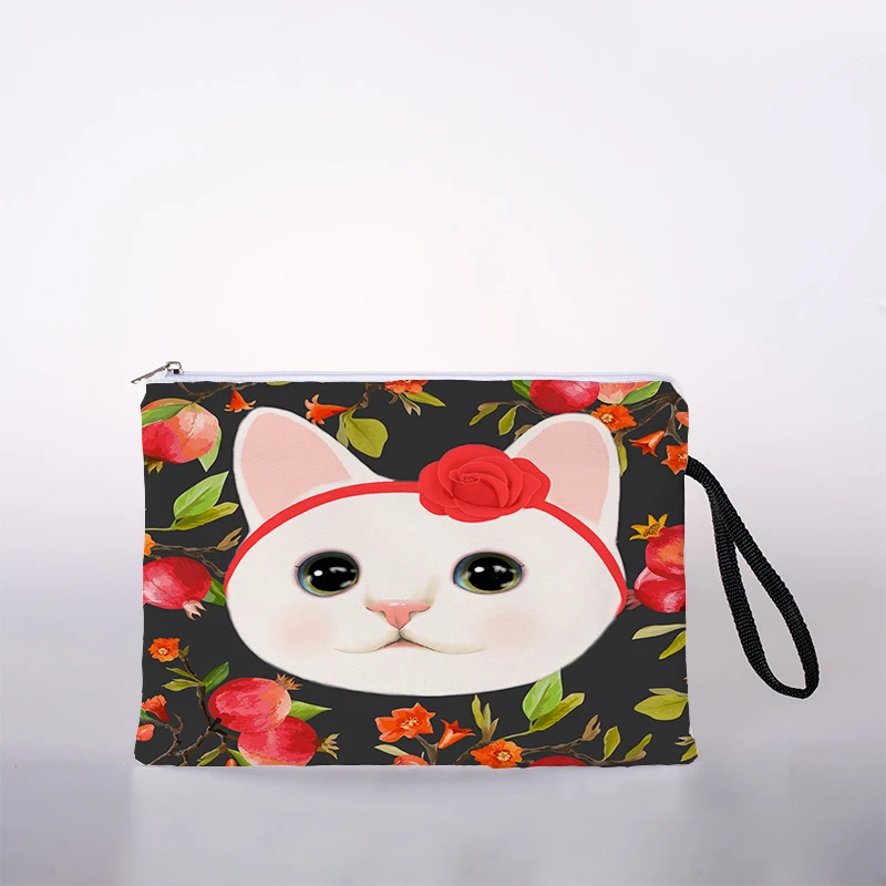 

Flower Cat Printed Women's Cosmetic Bag Cute Leisure Travel Portable Storage Handbag Cosmetic Bag Toiletries Bag