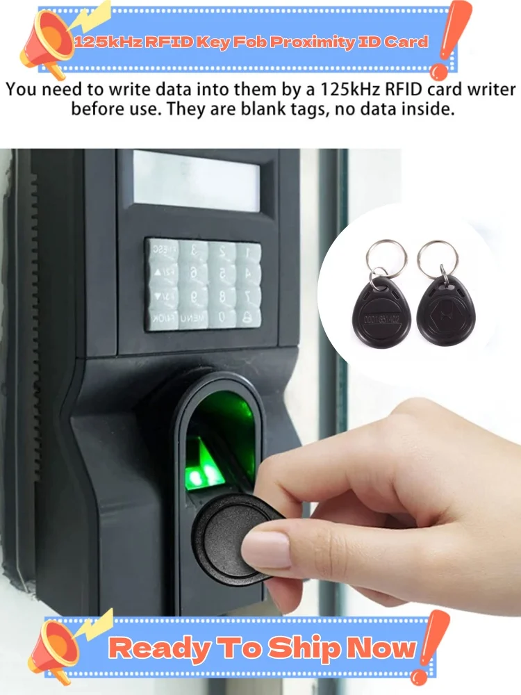 10P ABS 125KHz TK4100 Proximity ID Keyfob For Access Control System Door Reader Open Keyfob Duplicate RFID Tag  EM4100 ID Card