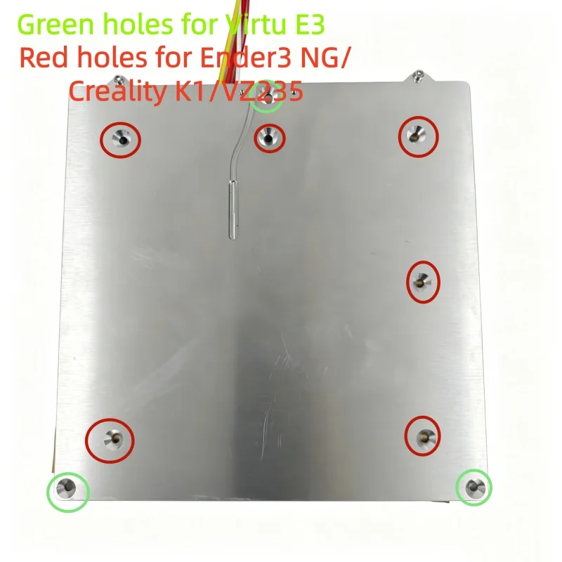Funssor Virtu E3/Ender3 NG/Creality K1 VZ235_Aluminum CNC Heated Bed Build Plate Hotbed Silicone Heater Pad PEI Sheet