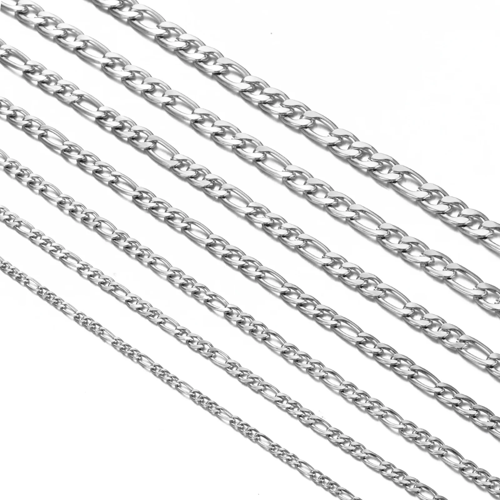 1 Stück 3mm/3,8mm/4,5mm/5mm/6mm/7mm/7,5mm Figaro-Gliederkette Schmuck Klassische Panzerkette Halskette aus Edelstahl für Männer und Frauen – Detail 1