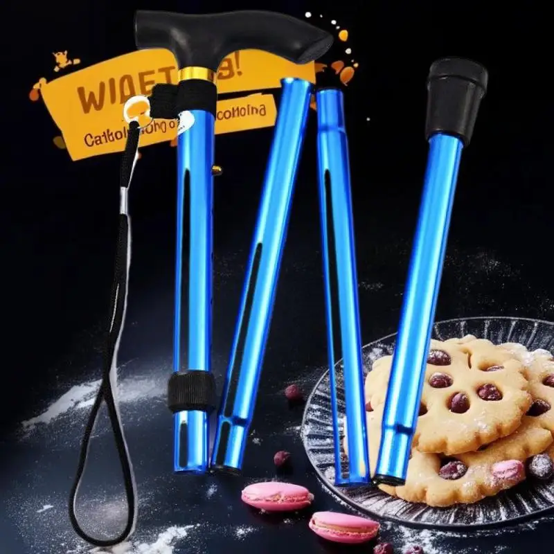 عصا المشي تلسكوبية من سبائك الألومنيوم، قطعة واحدة من عمود المشي لمسافات طويلة قابلة للطي، أداة رائعة للاستخدام الخارجي لكبار السن