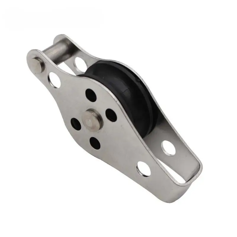 1Pcs 60mm Blocks Rope Pulley 304/316 Stainless Steel 608 Pulley Nylon Sheave Single Lashing Eye For 2mm To 8mm Rope
