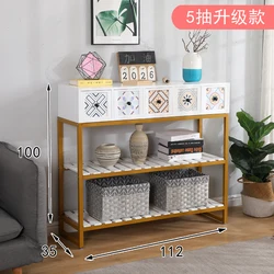 Living Room Console Table With Drawer Multi-layer Retro Storage Cabinet Bedroom Large Capacity Wooden Side Tables Home Furniture