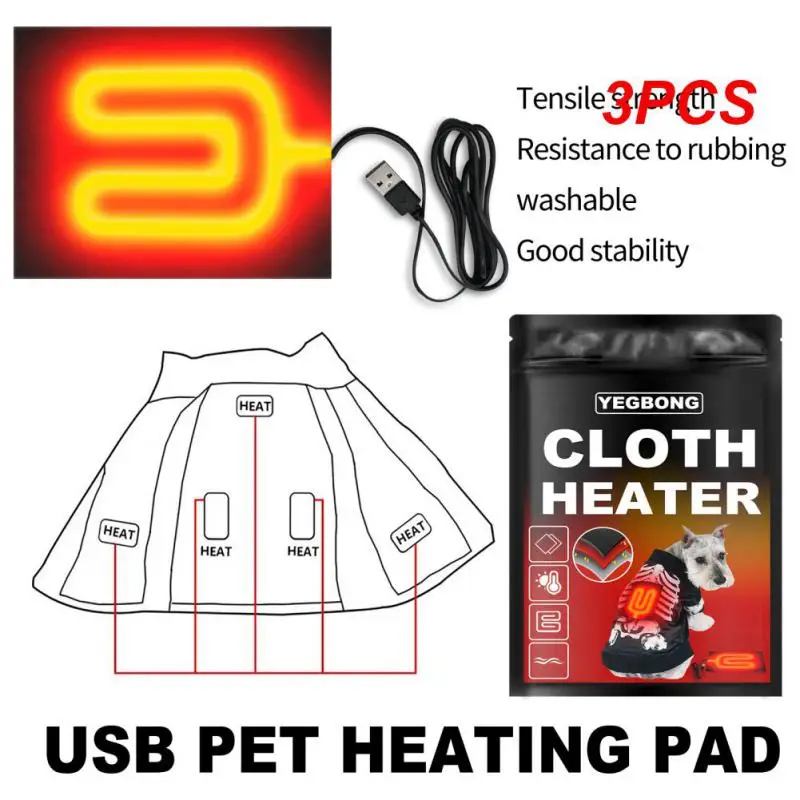 3PCS Electric Heating Sheet Pet Cloth Heater Winter Warmer Carpet  Electric Blanket Heated Seat Winter Heated Equipment