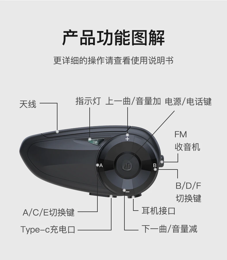 Casque Bluetooth sans fil pour moto, interphone détachable, mains libres avec iler, commutateur 7, 2 personnes, Q7