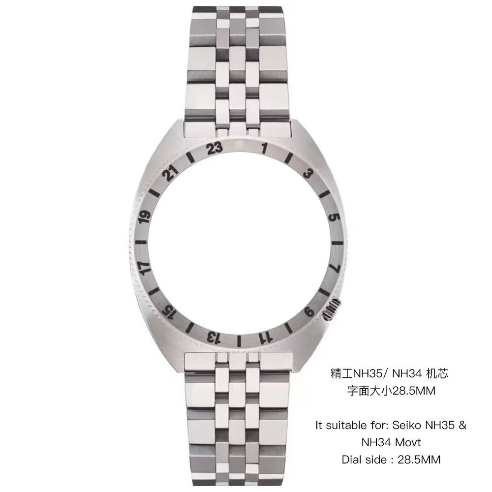 A set of Accessories 316L Steel watch case +bracelet for 28.5MM dial Sapphire Crystal NH35/NH34 automatic movement 39MM diameter