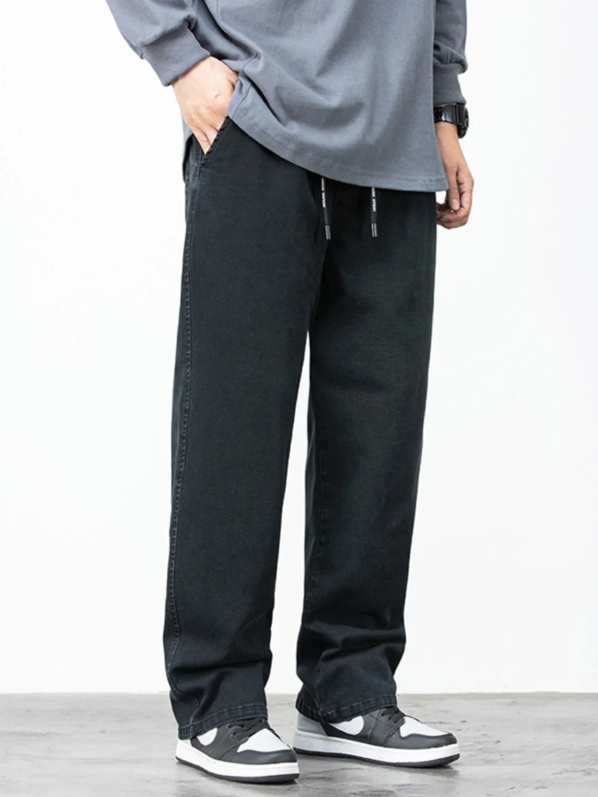 

Мужские джинсы свободного кроя с эластичным поясом, рабочие брюки для осени и зимы, молодежные, износостойкие, из смесового хлопка и полиэстера