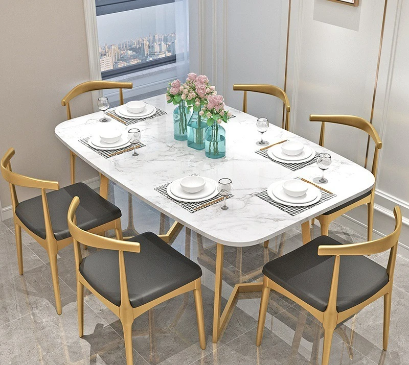 الشمال، الحديثة، الحد الأدنى، الحديد المطاوع، مستطيلة، طاولة الطعام والكراسي، مزيج #2